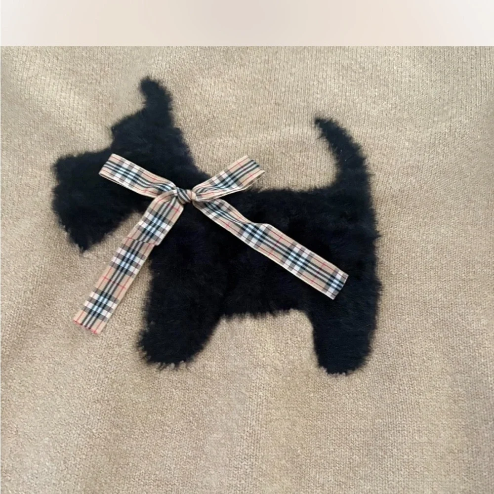 Women's Tan Sweater with Black Dog Design - Picture 3 of 4